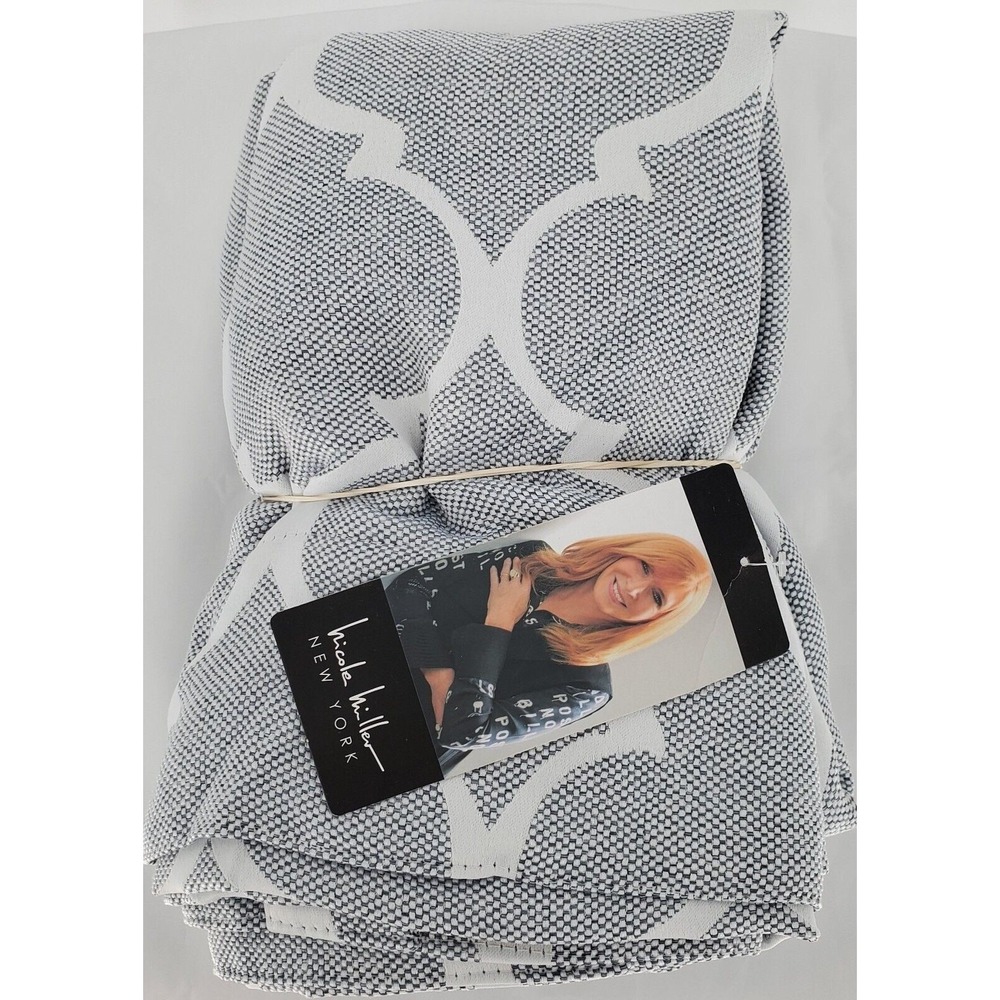 Nicole Miller Treillage Blackout Curtain Panels 96x52 Chambray Blue Set of 2 New